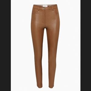 Aritzia Wilfred The Melina Slim Pant Tan Vegan Leather Ankle Pant
